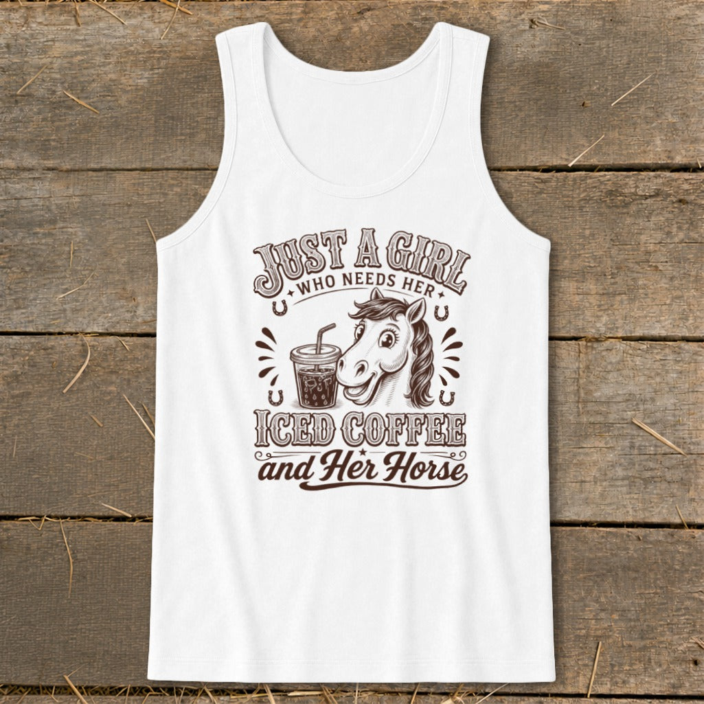 Iced Coffee And Horse Tank Top - White