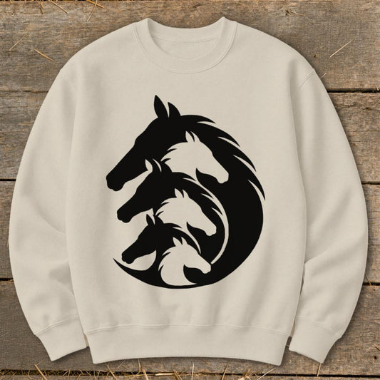 Interlocking Horse Heads Sweatshirt - Sand