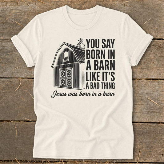 Jesus Born in Barn Softstyle Tee - Natural