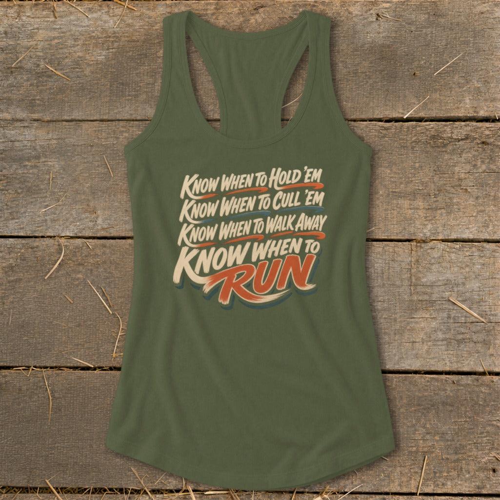 Know When to Run Racerback Tank