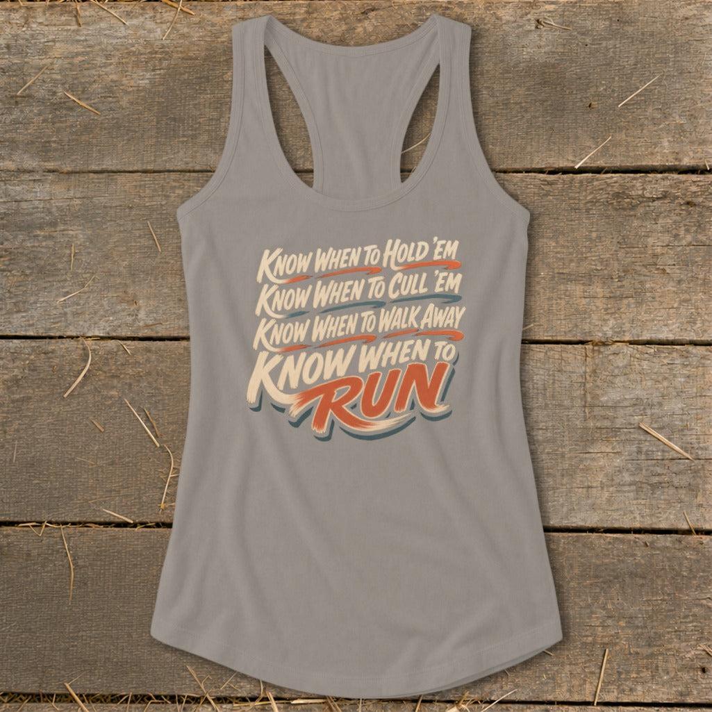 Know When to Run Racerback Tank