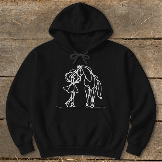Lady and Horse Hoodie - Black