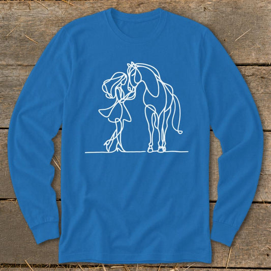 Lady and Horse Long Sleeve Tee - Royal