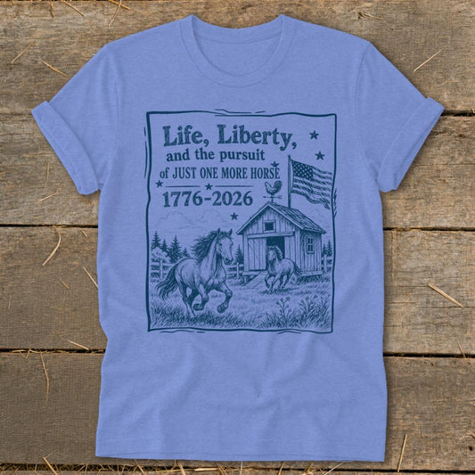 Life Liberty Pursuit of Horse Softstyle Tee - Heather Columbia Blue