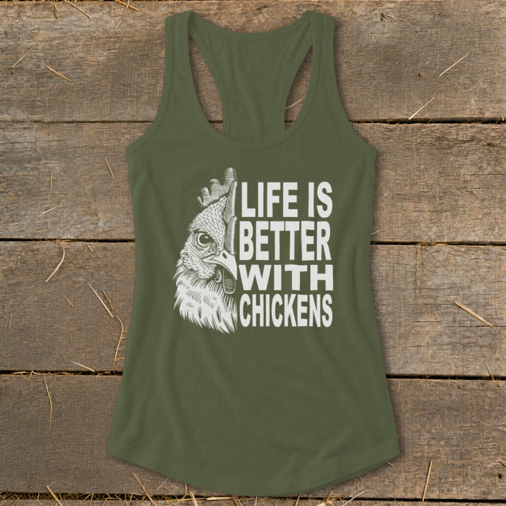 Life With Chickens Racerback Tank