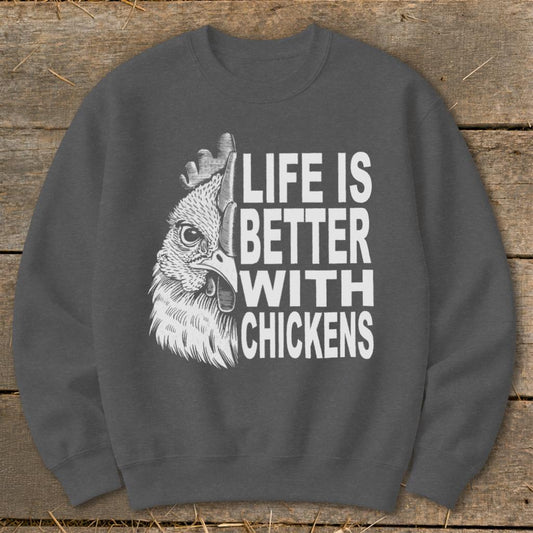 Life With Chickens Sweatshirt - Dark Heather