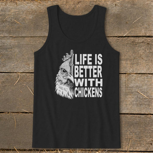 Life With Chickens Tank Top - Black