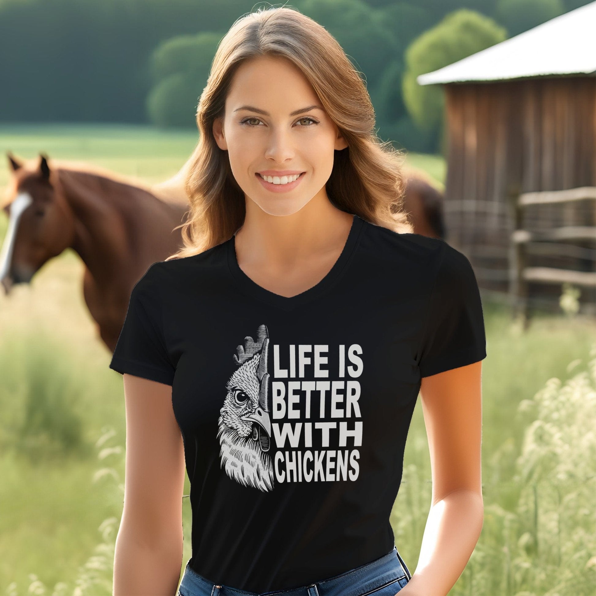 Life With Chickens V-neck