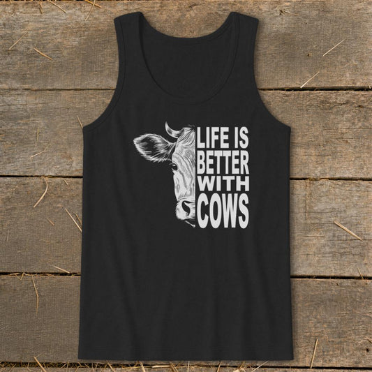 Life With Cows Tank Top - Black