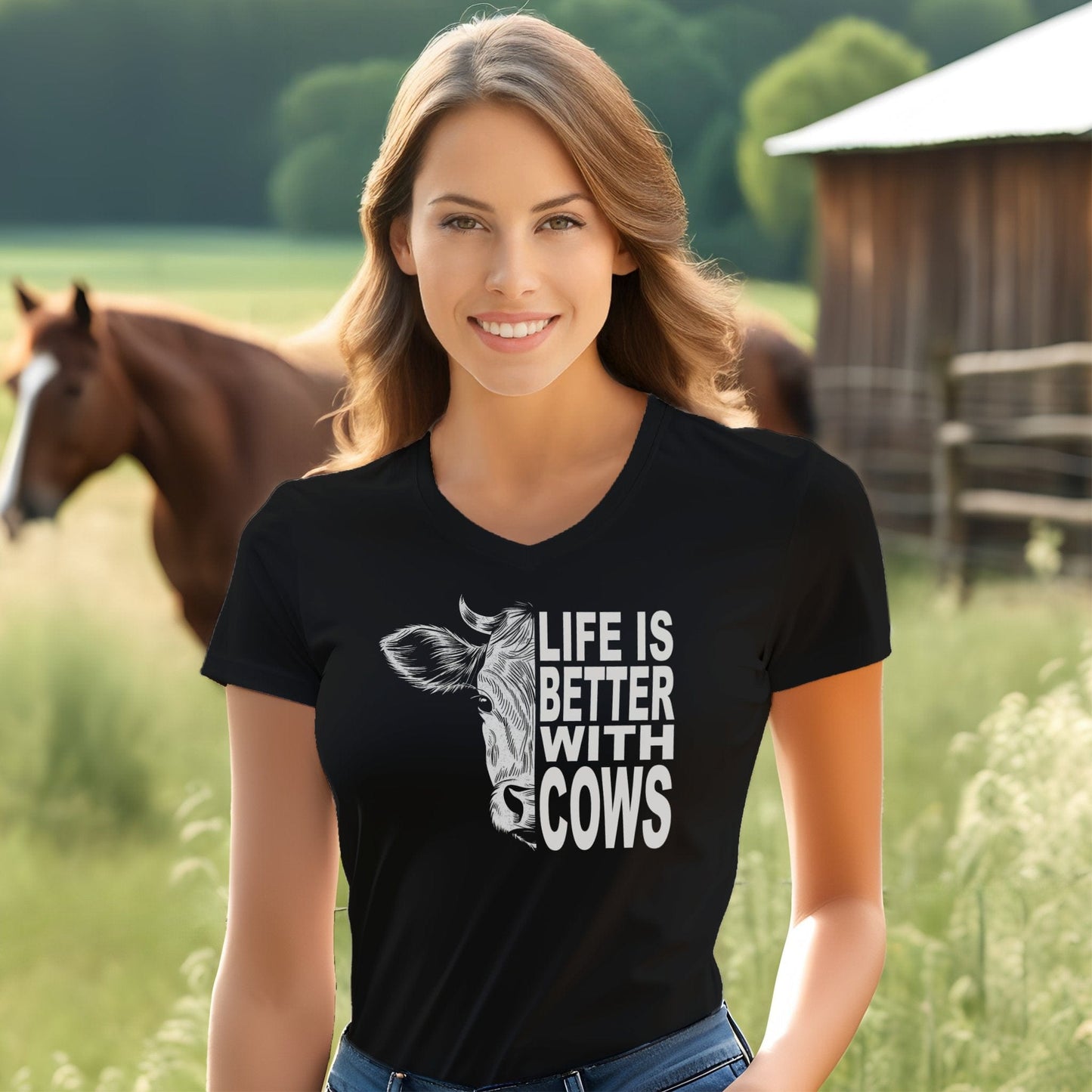 Life With Cows V-neck