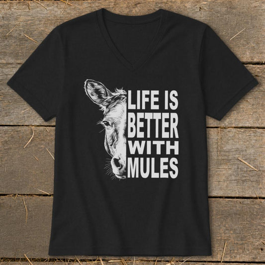 Life With Mules V-neck - Black