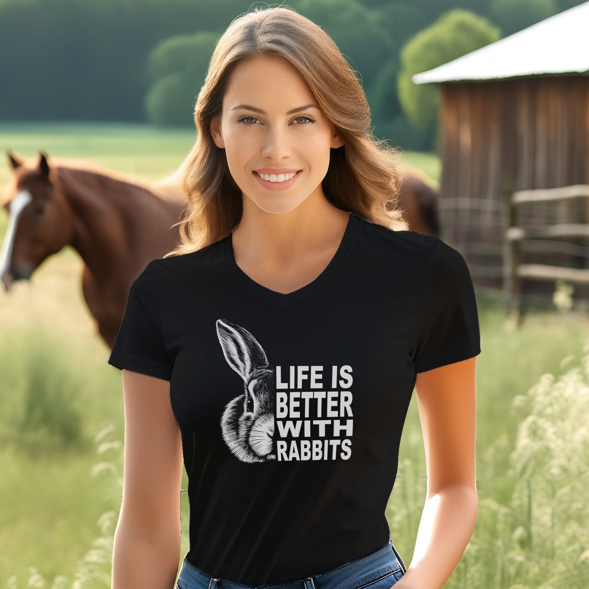 Life With Rabbits V-neck