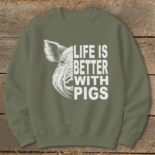 Life with Pigs Sweatshirt - Military Green