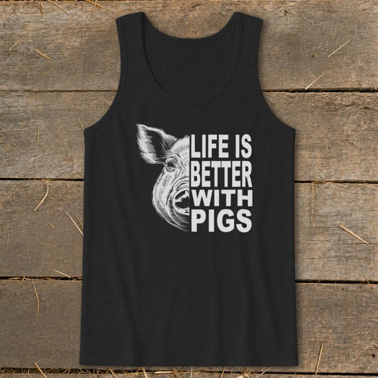 Life with Pigs Tank Top - Black