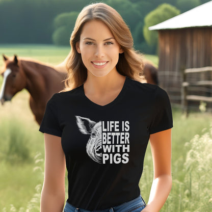 Life with Pigs V-neck