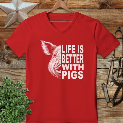 Life with Pigs V-neck