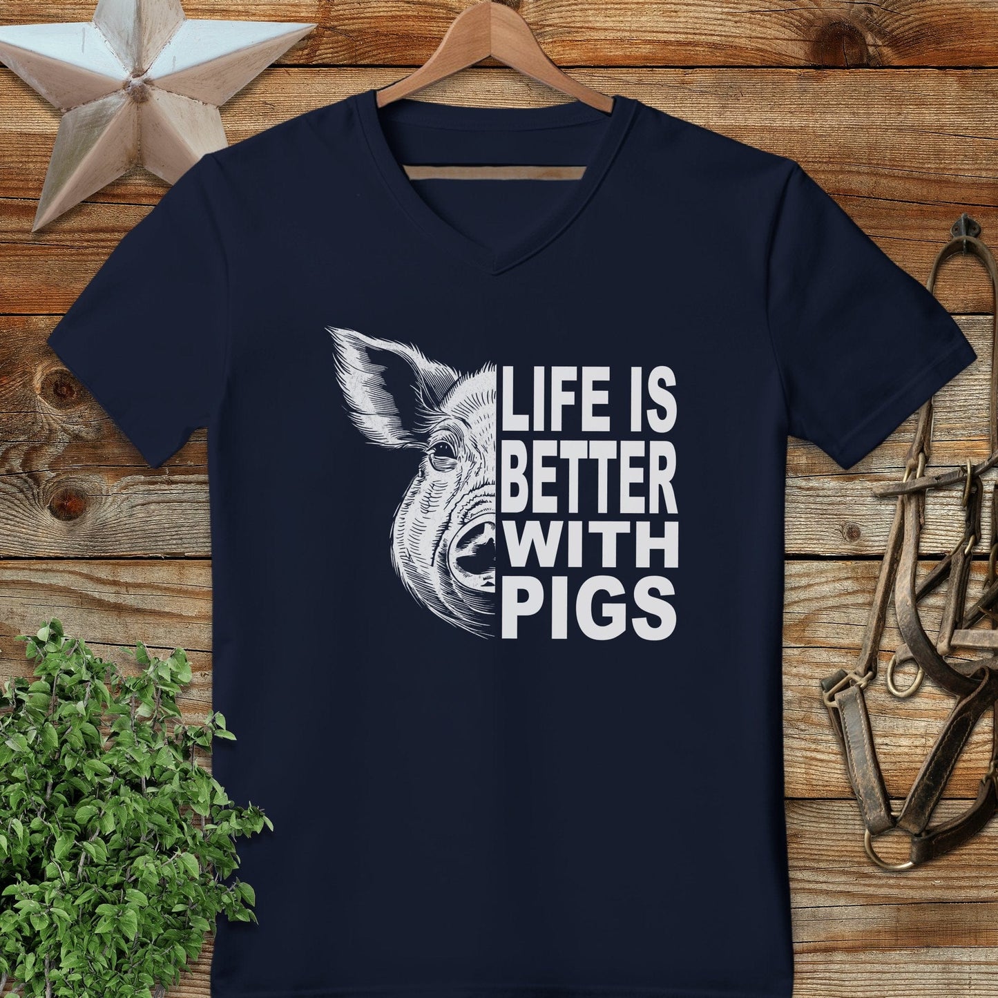 Life with Pigs V-neck