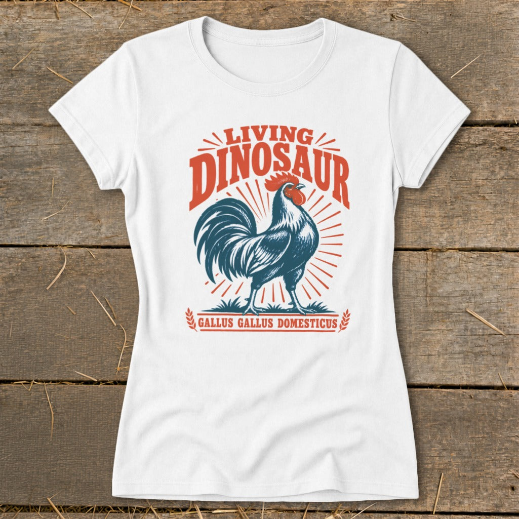 Living Dinosaur Rooster Ladies Tee