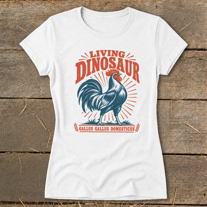 Living Dinosaur Rooster Ladies Tee