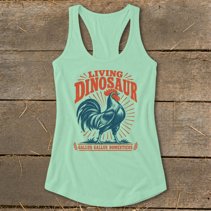Living Dinosaur Rooster Racerback Tank