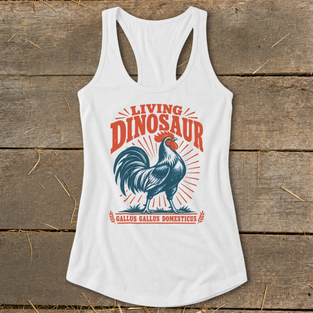 Living Dinosaur Rooster Racerback Tank