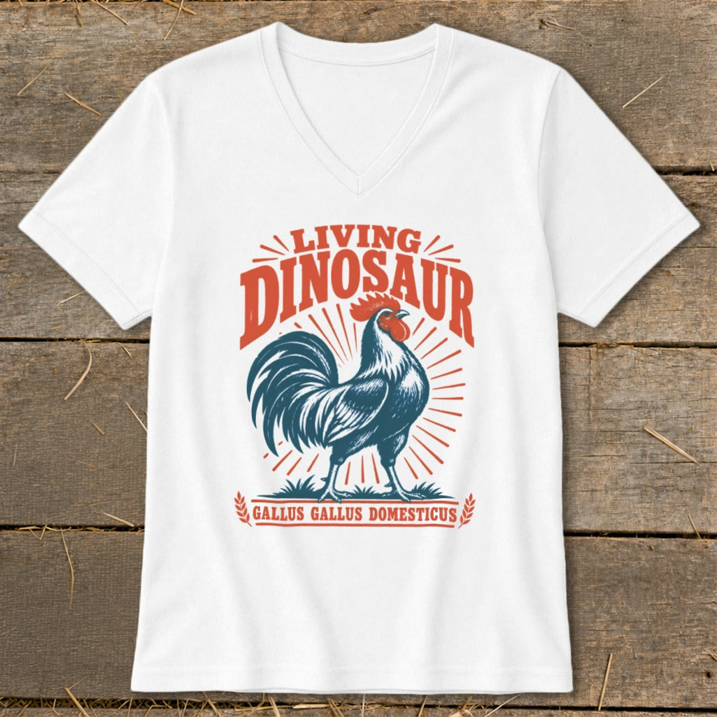 Living Dinosaur Rooster V-neck