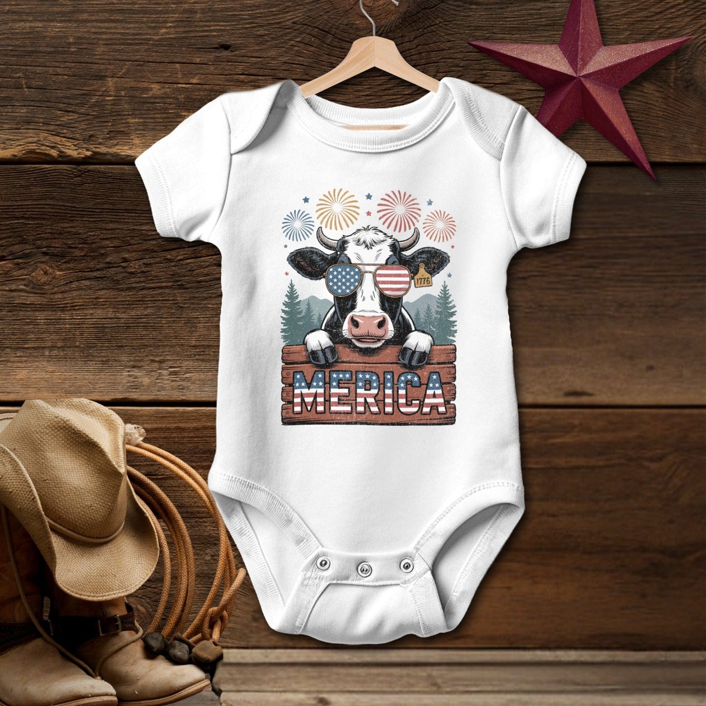 Merica Cow Bodysuit (Baby)