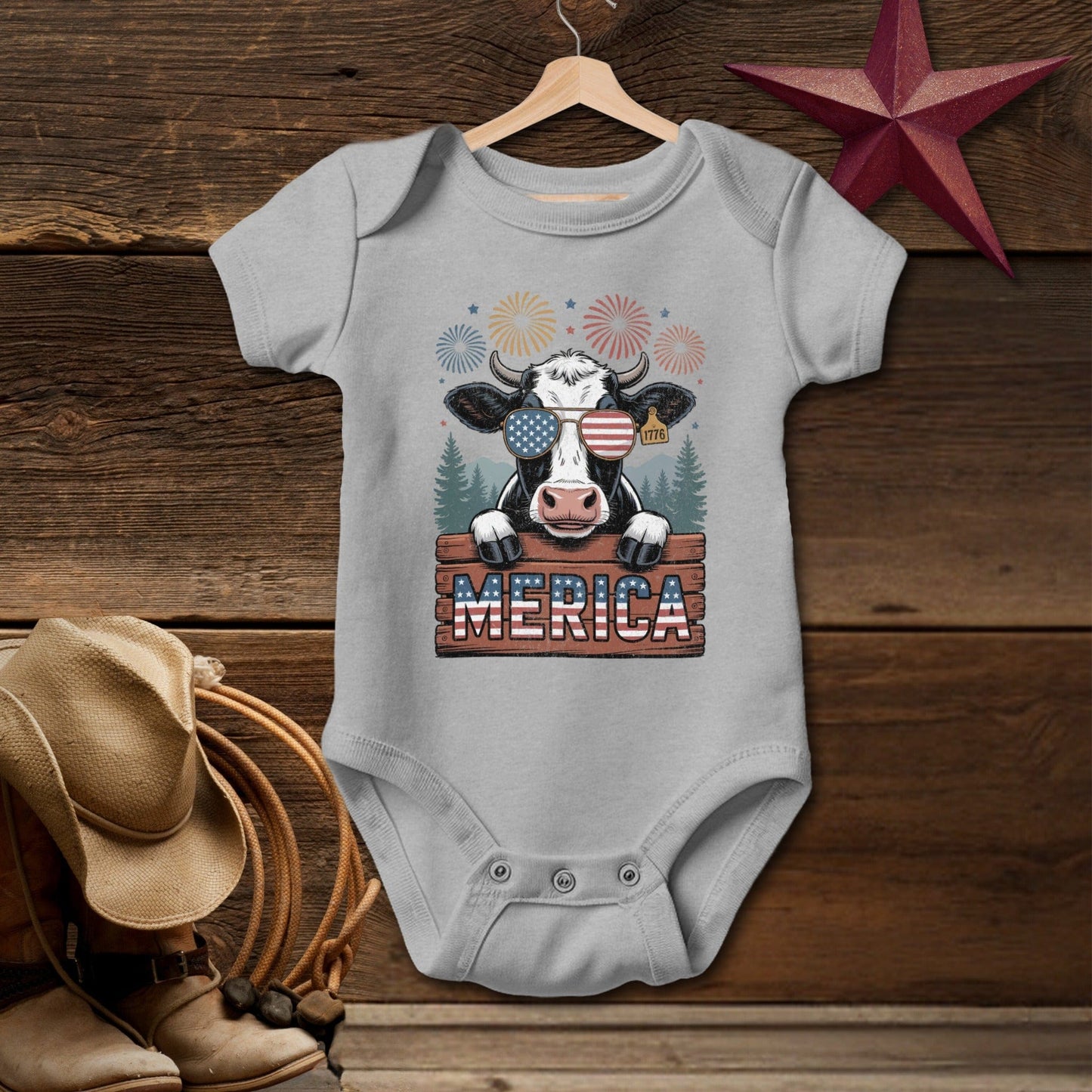 Merica Cow Bodysuit (Baby)
