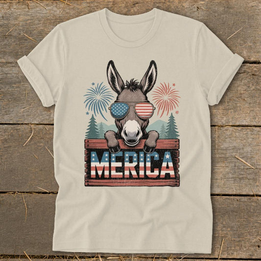 Merica Donkey Softstyle Tee - Sand