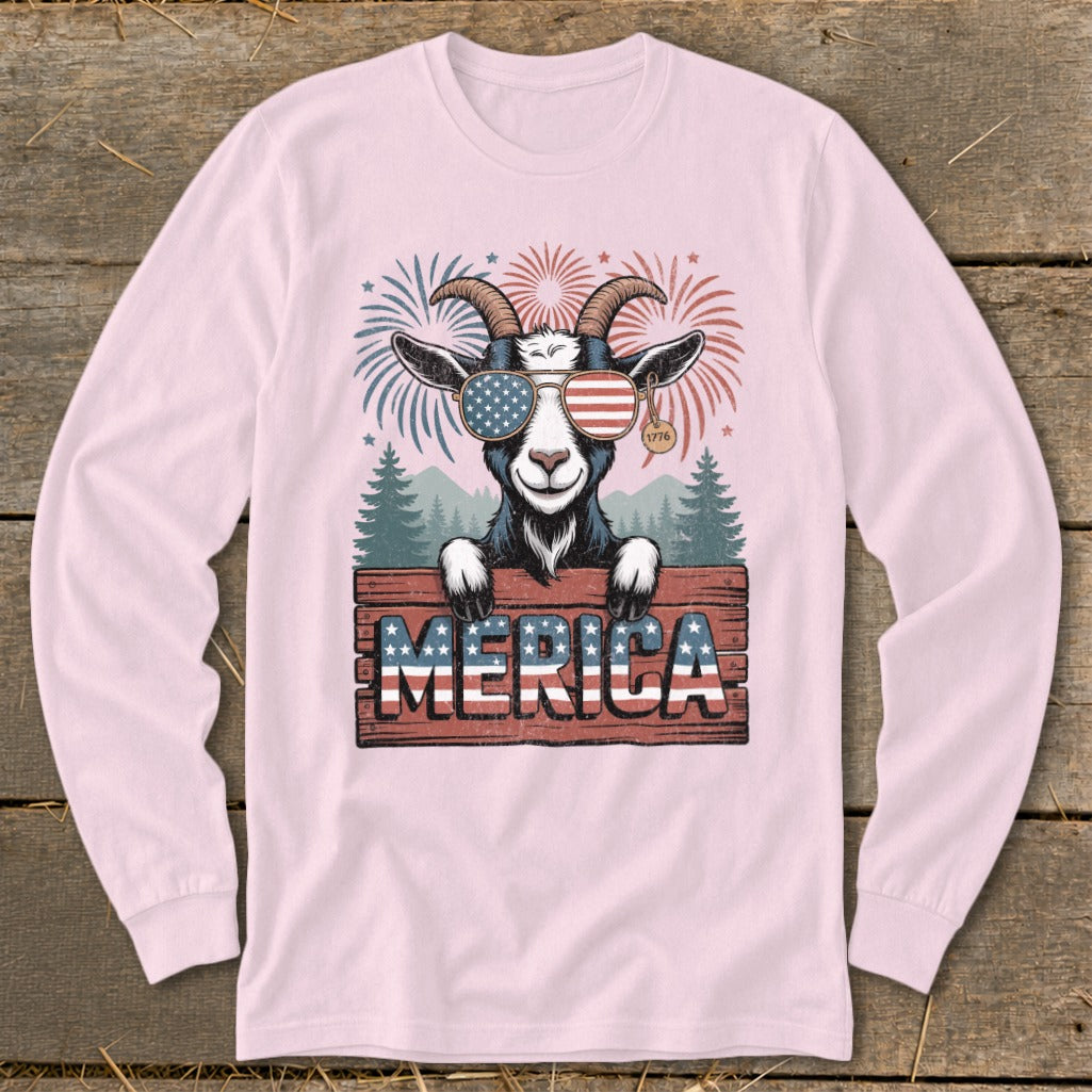 Merica Goat Long Sleeve Tee