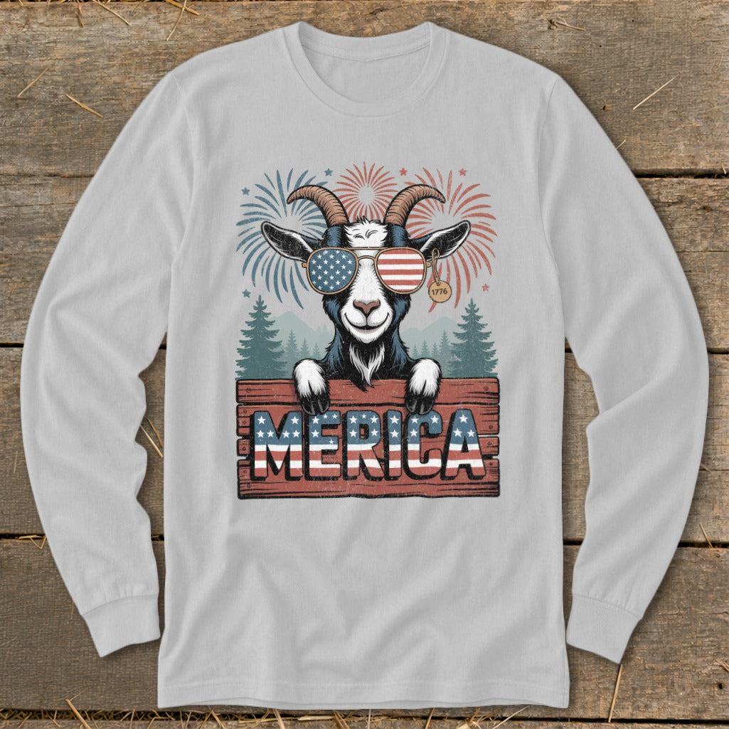 Merica Goat Long Sleeve Tee
