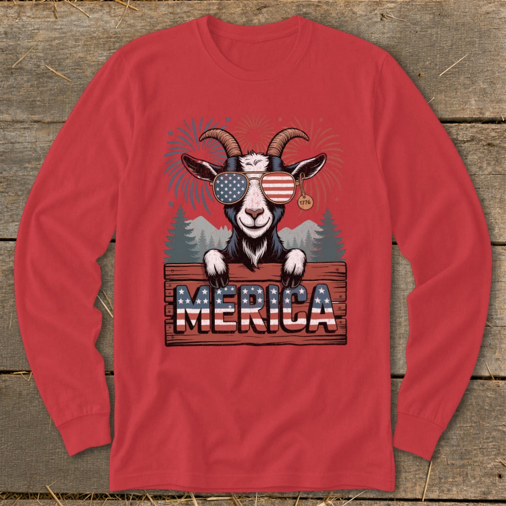 Merica Goat Long Sleeve Tee
