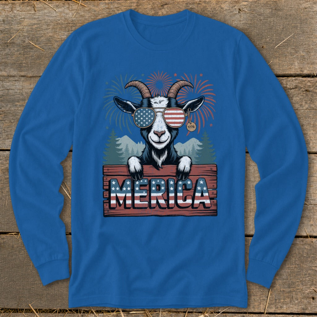 Merica Goat Long Sleeve Tee