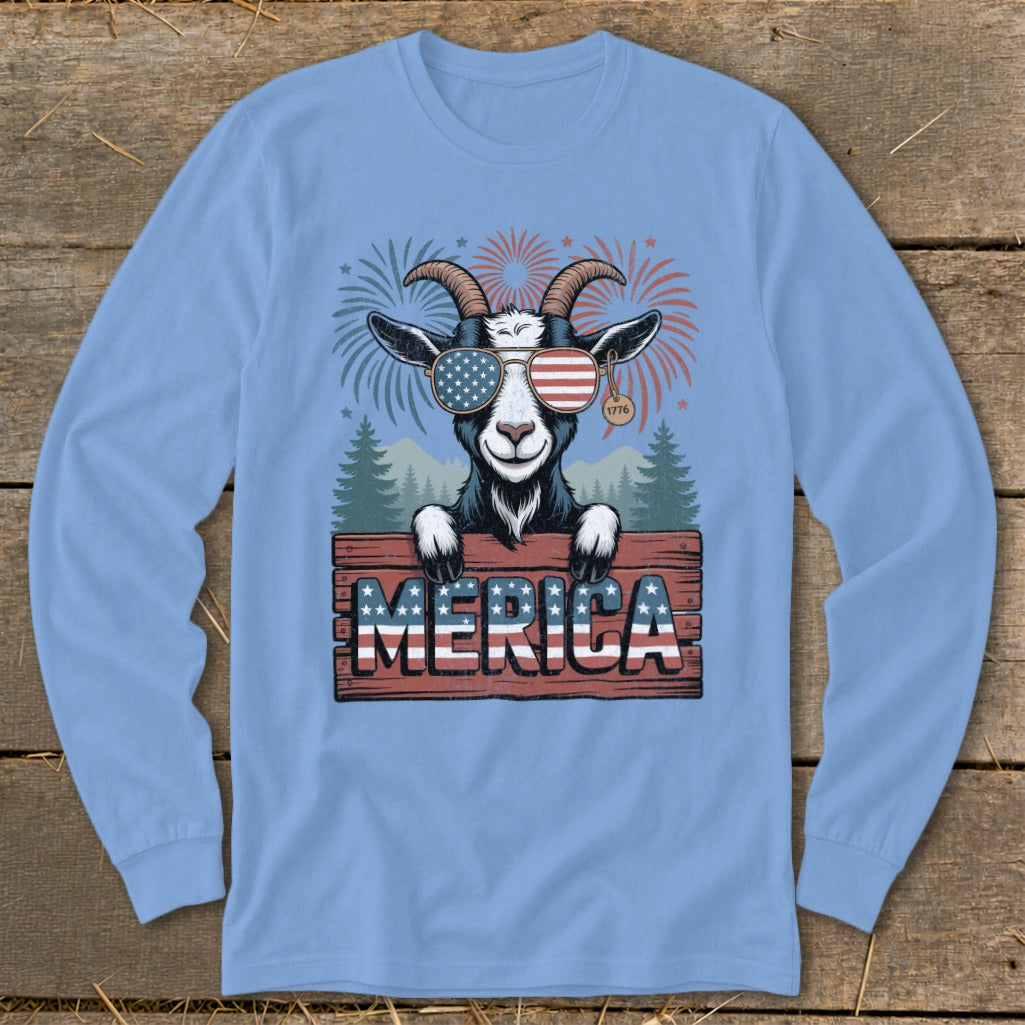 Merica Goat Long Sleeve Tee