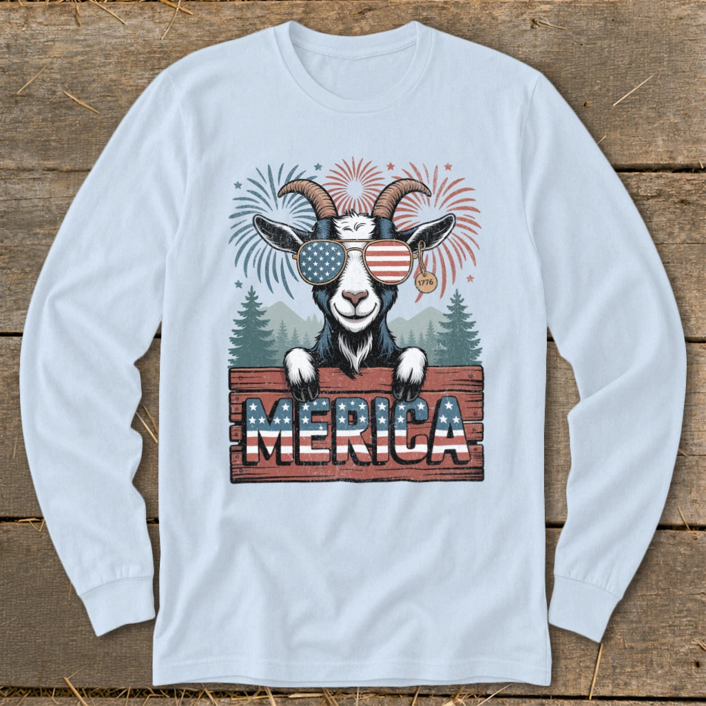 Merica Goat Long Sleeve Tee