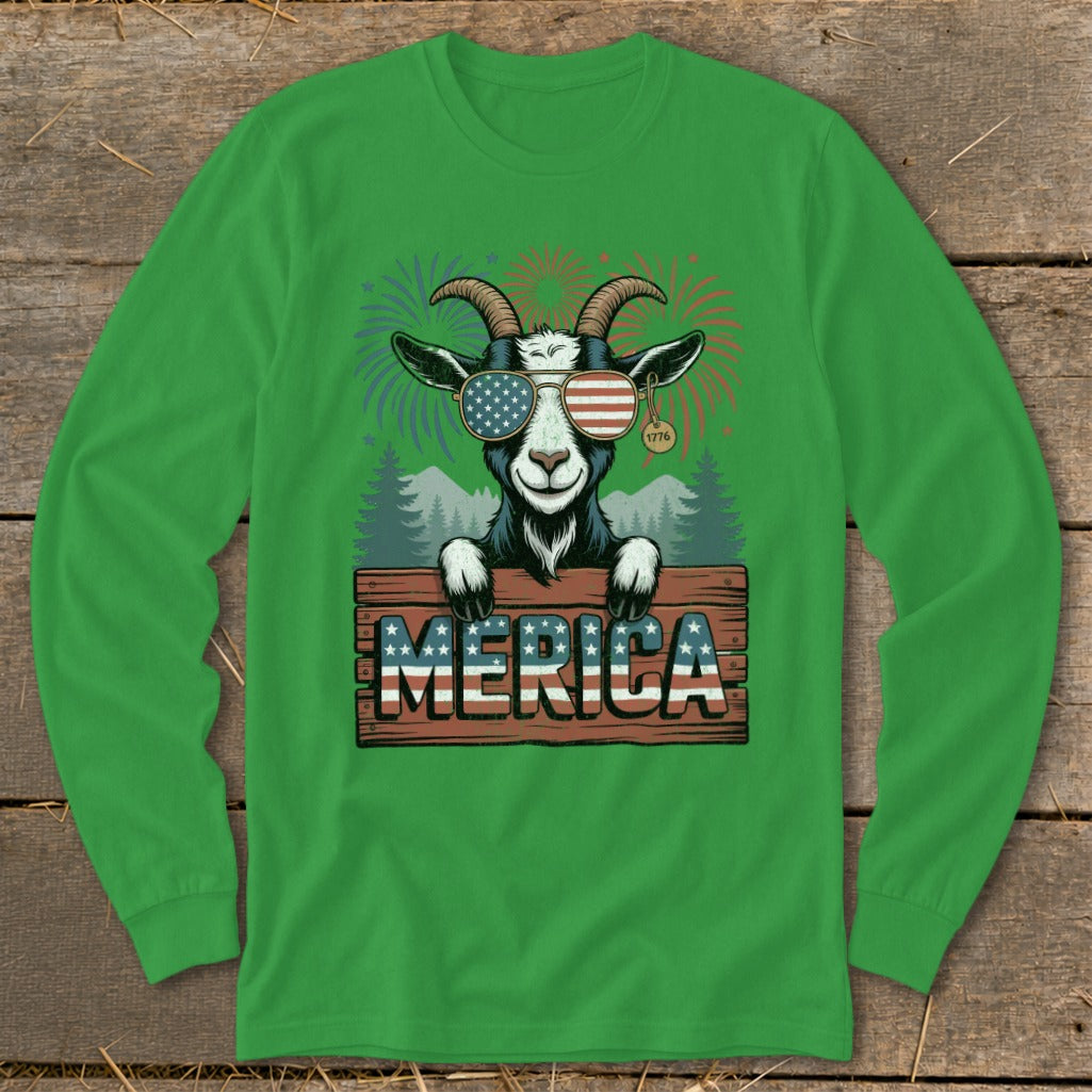 Merica Goat Long Sleeve Tee