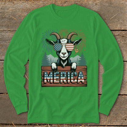 Merica Goat Long Sleeve Tee
