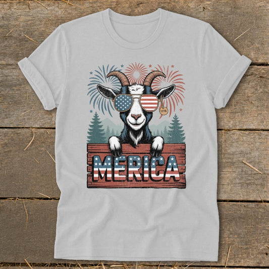 Merica Goat Softstyle Tee - Sport Grey