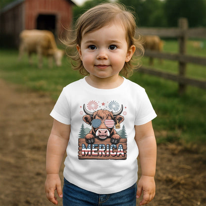 Merica Highland Cow T-shirt (Toddler)