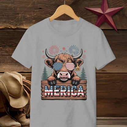 Merica Highland Cow T-shirt (Youth)