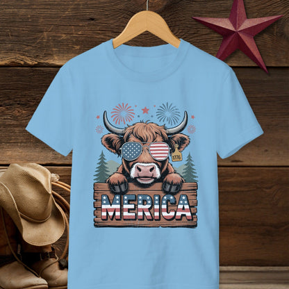 Merica Highland Cow T-shirt (Youth)