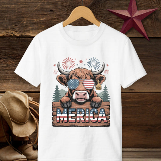 Merica Highland Cow T-shirt (Youth)