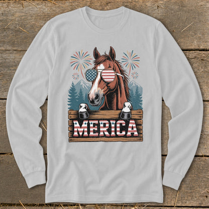Merica Horse Long Sleeve Tee