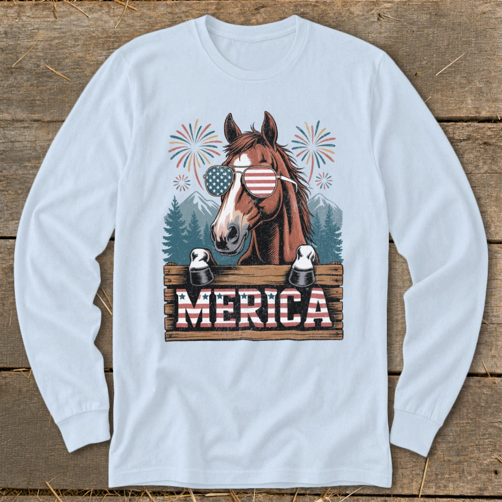 Merica Horse Long Sleeve Tee