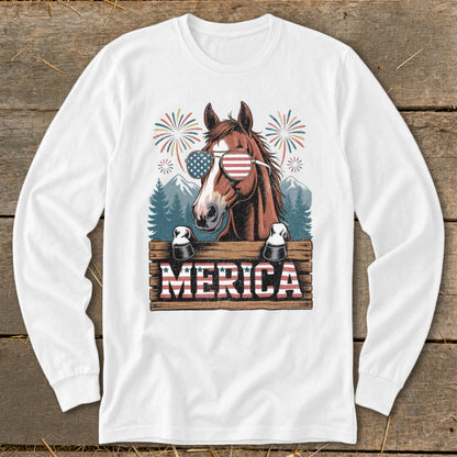 Merica Horse Long Sleeve Tee
