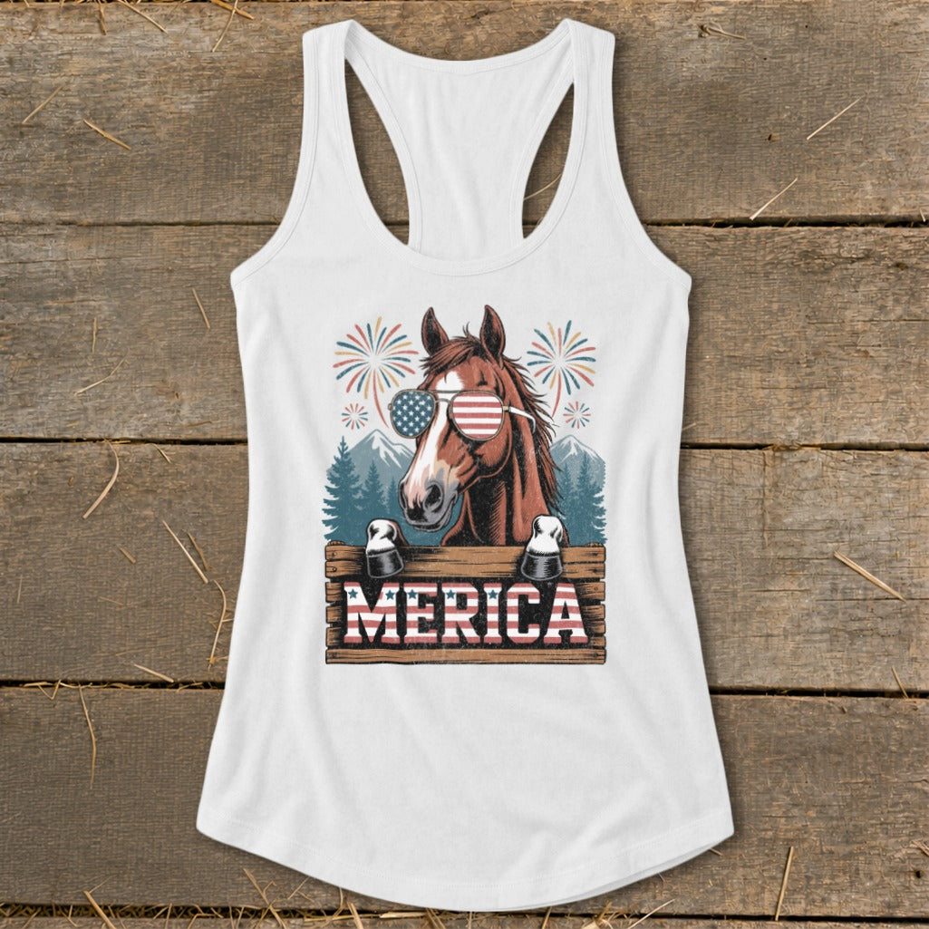 Merica Horse Racerback Tank