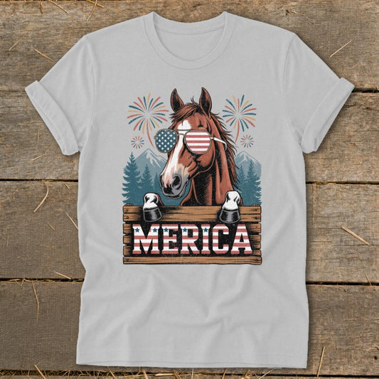 Merica Horse Softstyle Tee - Sport Grey