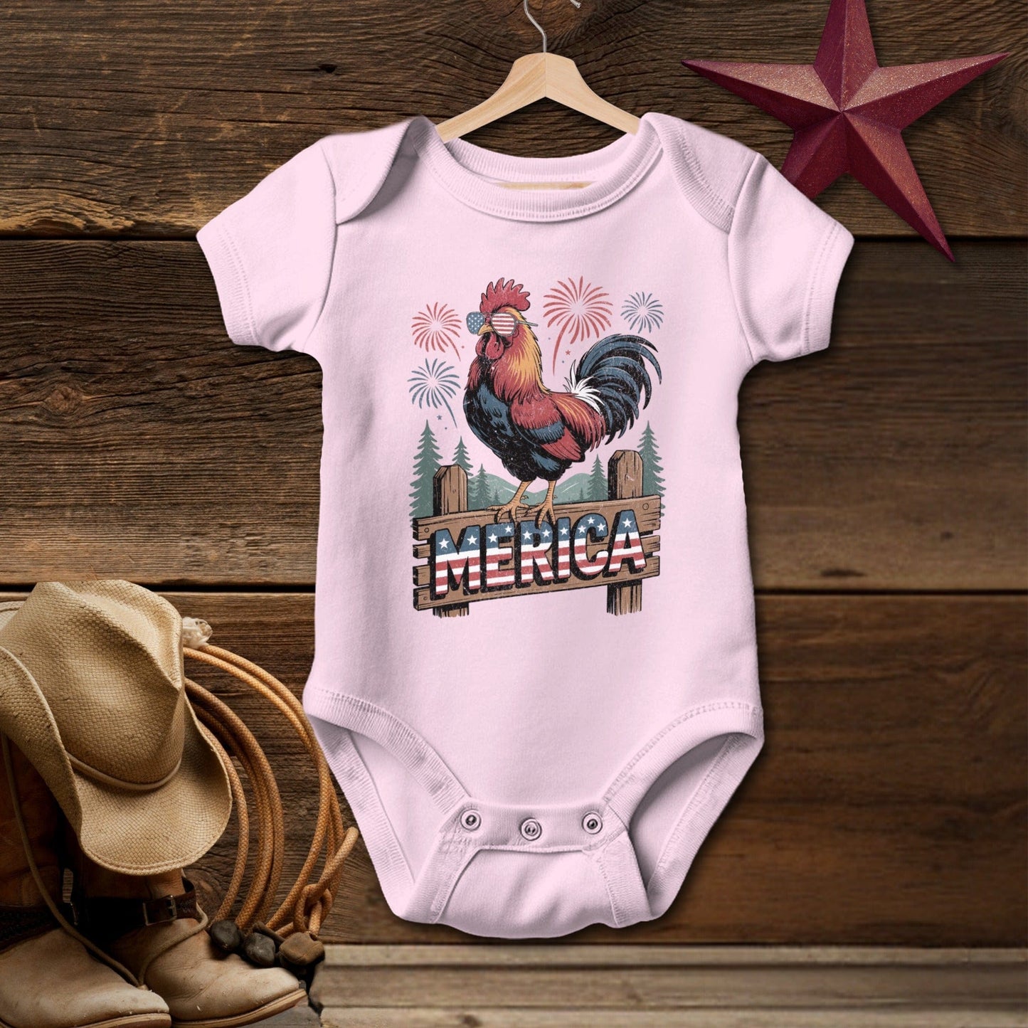 Merica Rooster Bodysuit (Baby)