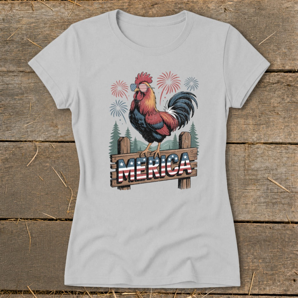 Merica Rooster Ladies Tee