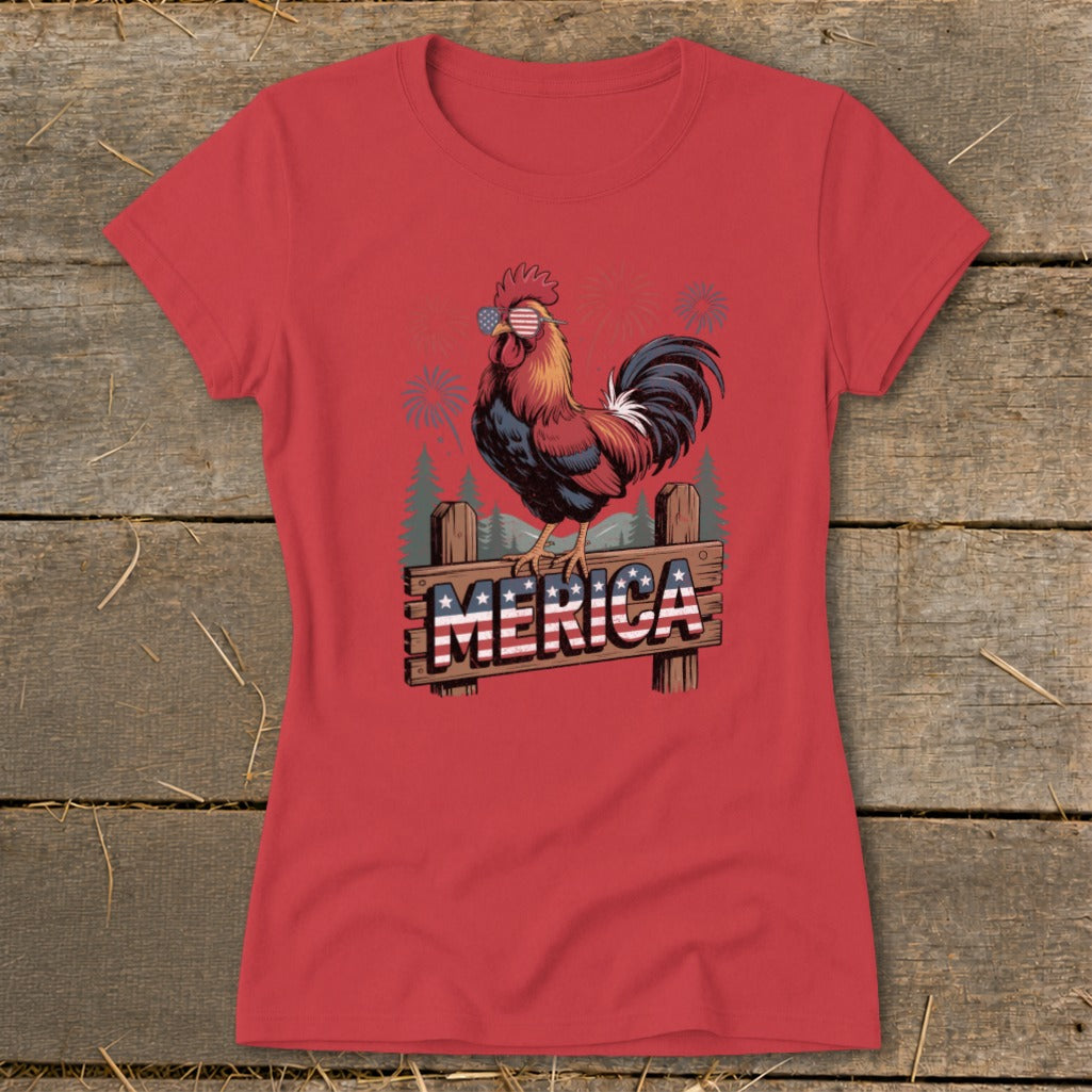 Merica Rooster Ladies Tee